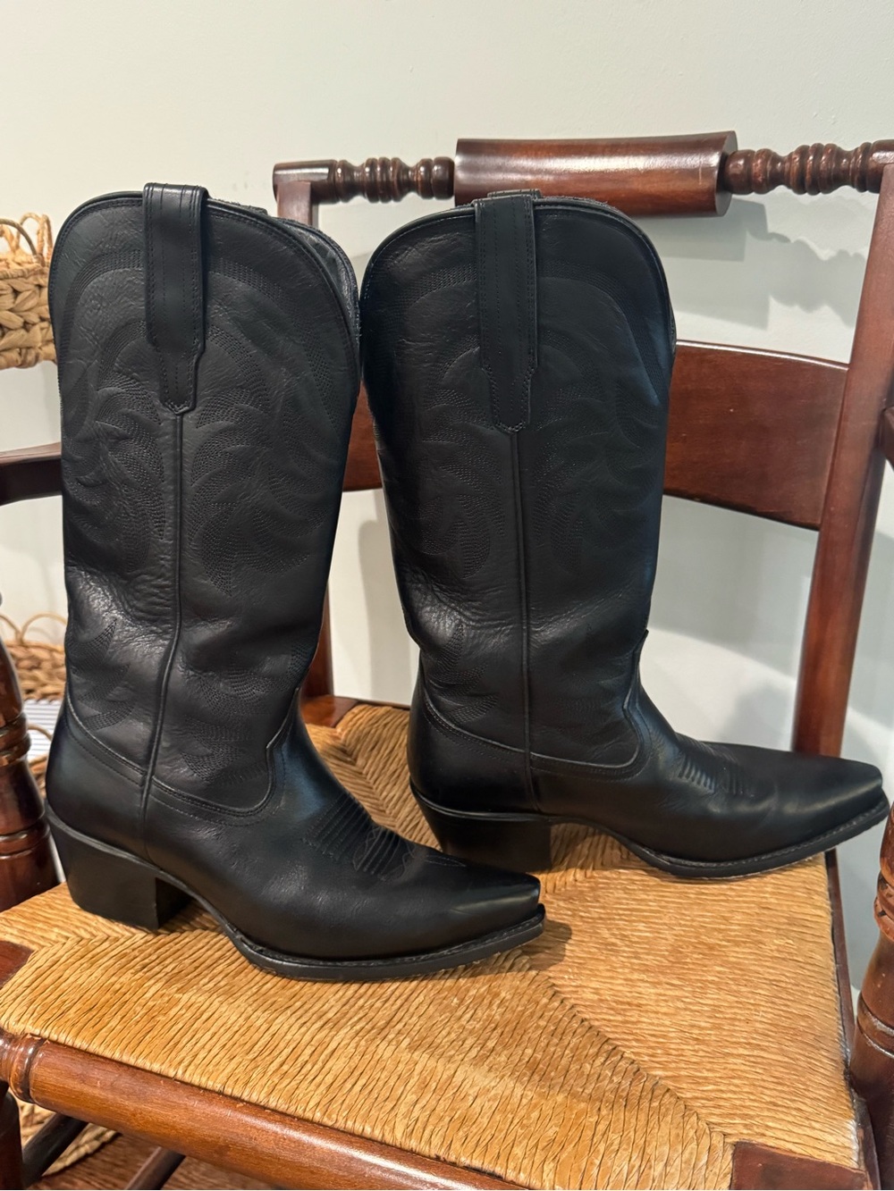 Tecovas Women's Annie Black Leather Western Heeled Boots
